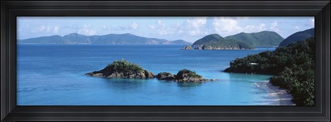 Framed US Virgin Islands, St. John, Trunk Bay, Tourists on vacations Print