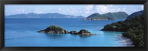 Framed US Virgin Islands, St. John, Trunk Bay, Tourists on vacations Print