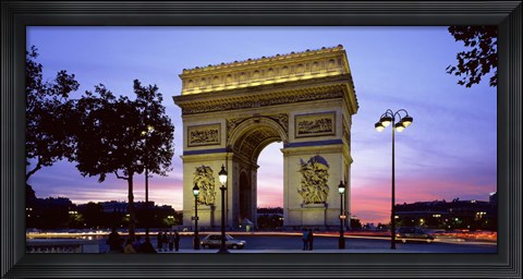 Framed Arc de Triomphe at dusk, Paris, France Print