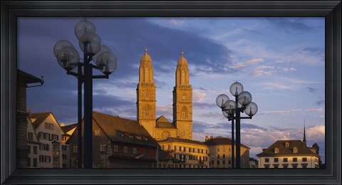 Framed Low angle view of a church, Grossmunster, Zurich, Switzerland Print