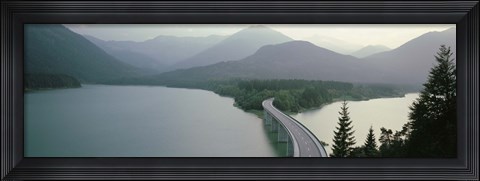 Framed Bridge Over Sylvenstein Lake, Bavaria, Germany (black and white) Print