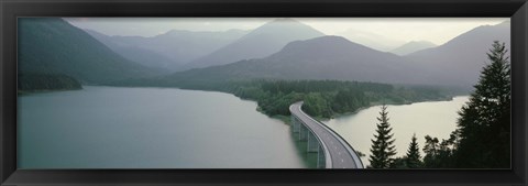 Framed Bridge Over Sylvenstein Lake, Bavaria, Germany (black and white) Print