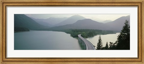 Framed Bridge Over Sylvenstein Lake, Bavaria, Germany (black and white) Print