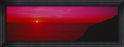 Framed Sunset over the ocean, California, USA Print
