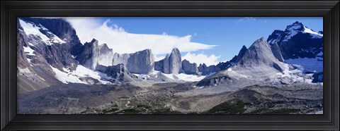 Framed Snow Covered Peaks,Torres Del Paine National Park, Patagonia, Chile Print