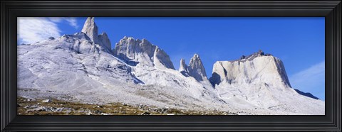 Framed Rock formations on a mountain range, Torres Del Paine National Park, Patagonia, Chile Print