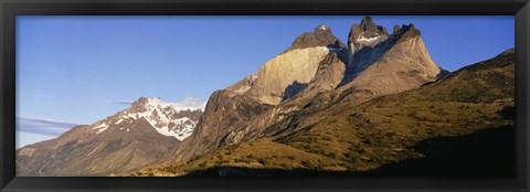 Framed Low angle view of a mountain range, Torres Del Paine National Park, Patagonia, Chile Print