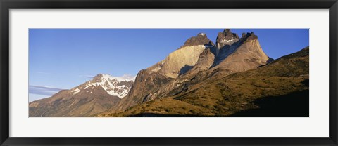 Framed Low angle view of a mountain range, Torres Del Paine National Park, Patagonia, Chile Print