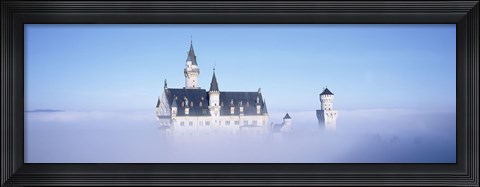 Framed Castle covered with fog, Neuschwanstein Castle, Bavaria, Germany Print