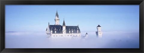 Framed Castle covered with fog, Neuschwanstein Castle, Bavaria, Germany Print