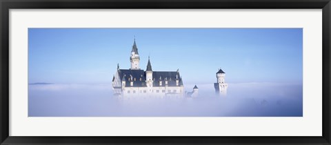 Framed Castle covered with fog, Neuschwanstein Castle, Bavaria, Germany Print