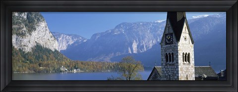 Framed Church at the lakeside, Hallstatt, Salzkammergut, Austria Print