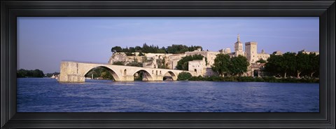 Framed France, Vaucluse, Avignon, Palais des Papes, Pont St-Benezet Bridge, Fort near the sea Print
