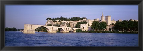 Framed France, Vaucluse, Avignon, Palais des Papes, Pont St-Benezet Bridge, Fort near the sea Print