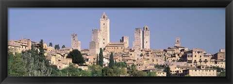 Framed Italy, Tuscany, Towers of San Gimignano, Medieval town Print