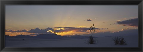 Framed Clouds over a desert at sunset, White Sands National Monument, New Mexico, USA Print