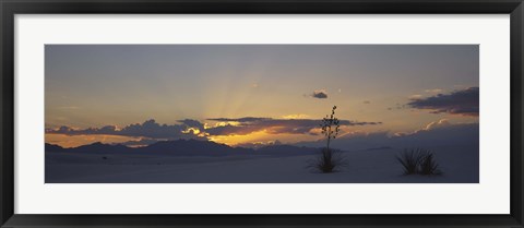 Framed Clouds over a desert at sunset, White Sands National Monument, New Mexico, USA Print