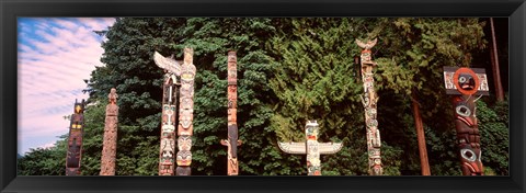 Framed Totem poles in a park, Stanley Park, Vancouver, British Columbia, Canada Print