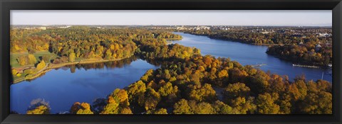 Framed High angle view of a forest, Wenner-Gren Center, Brunnsviken, Stockholm, Sweden Print