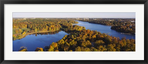 Framed High angle view of a forest, Wenner-Gren Center, Brunnsviken, Stockholm, Sweden Print