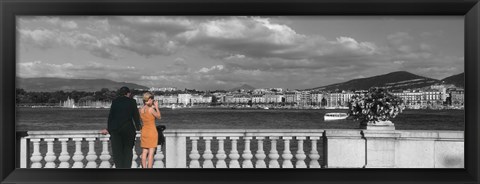 Framed Couple at Leman Geneva Switzerland Print