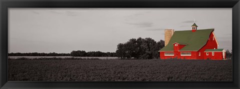 Framed Red Barn, Kankakee, Illinois, USA Print