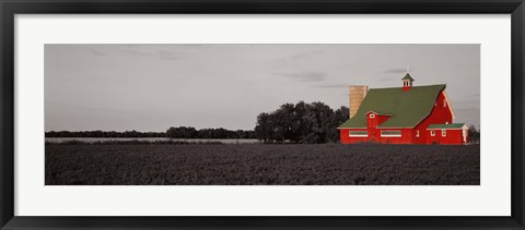 Framed Red Barn, Kankakee, Illinois, USA Print