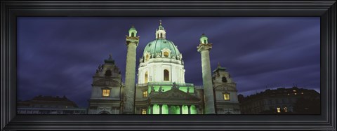 Framed Facade of St. Charles Church at Night, Austria Print