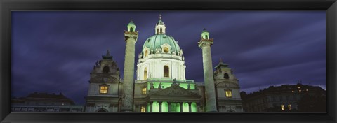 Framed Facade of St. Charles Church at Night, Austria Print