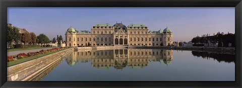 Framed Austria, Vienna, Belvedere Palace, View of a manmade lake outside a vintage building Print