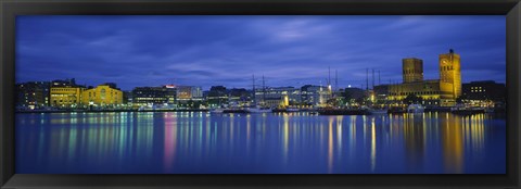 Framed Buildings at the waterfront, City Hall, Oslo, Norway Print