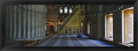 Framed Interior of a mosque, Istanbul, Turkey Print