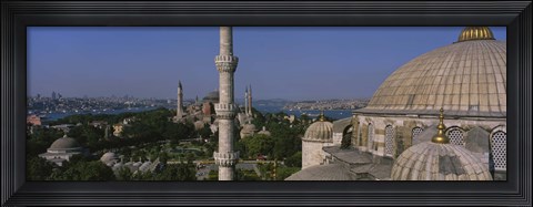 Framed View of a mosque, St. Sophia, Hagia Sophia, Mosque of Sultan Ahmet I, Blue Mosque, Sultanahmet District, Istanbul, Turkey Print