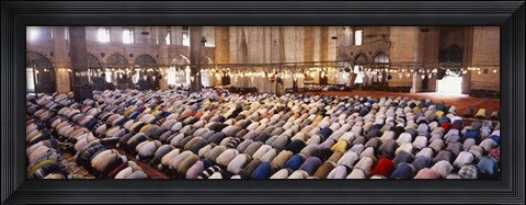 Framed Crowd praying in a mosque, Suleymanie Mosque, Istanbul, Turkey Print
