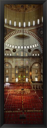 Framed Interiors of a mosque, Suleymanie Mosque, Istanbul, Turkey Print