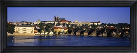 Framed Charles Bridge and Buildings along the River, Prague Czech Republic Print