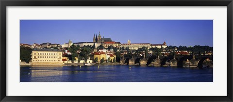 Framed Charles Bridge and Buildings along the River, Prague Czech Republic Print
