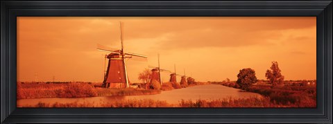 Framed Windmills in Holland (Sepia) Print