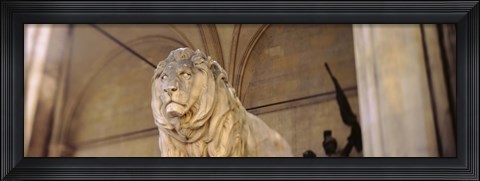 Framed Germany, Munich, Lion sculpture in front of a building Print