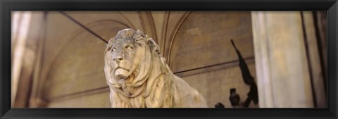 Framed Germany, Munich, Lion sculpture in front of a building Print