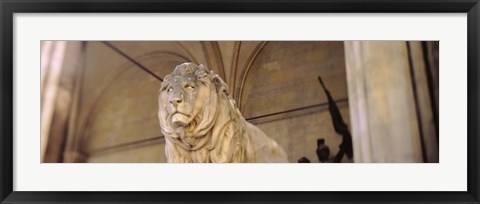 Framed Germany, Munich, Lion sculpture in front of a building Print