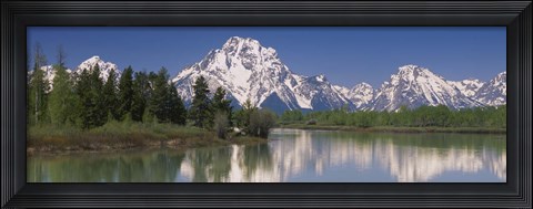 Framed Reflection of a mountain range in water, Oxbow Bend, Grand Teton National Park, Wyoming, USA Print