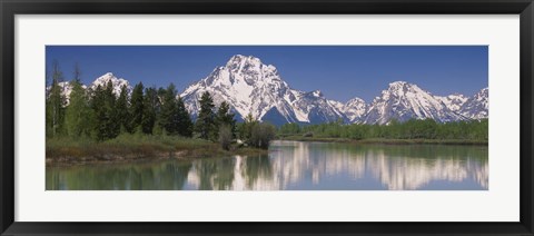 Framed Reflection of a mountain range in water, Oxbow Bend, Grand Teton National Park, Wyoming, USA Print