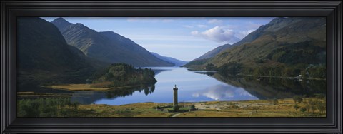 Framed High angle view of a monument near a lake, Glenfinnan Monument, Loch Shiel, Highlands Region, Scotland Print