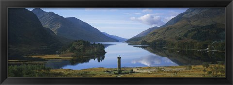 Framed High angle view of a monument near a lake, Glenfinnan Monument, Loch Shiel, Highlands Region, Scotland Print