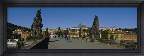 Framed People walking on a bridge, Charles Bridge, Prague, Czech Republic Print