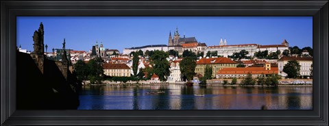 Framed Lake in front of a city, Charles Bridge, Prague, Czech Republic Print