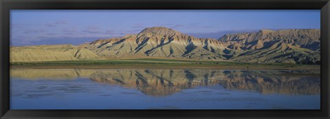 Framed Reflection of hills in a lake, Cayirhan, Turkey Print