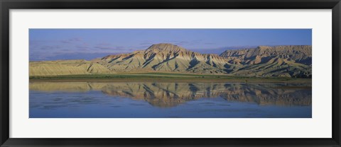 Framed Reflection of hills in a lake, Cayirhan, Turkey Print