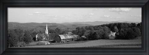 Framed High angle view of barns in a field, Peacham, Vermont (black and white) Print